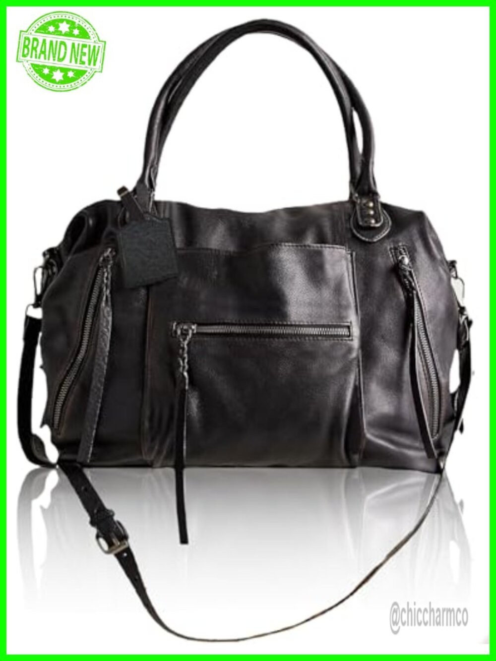 Large Vegan Leather Tote Bag with Zipper for Women Hobo Handbag Adjustable Strap